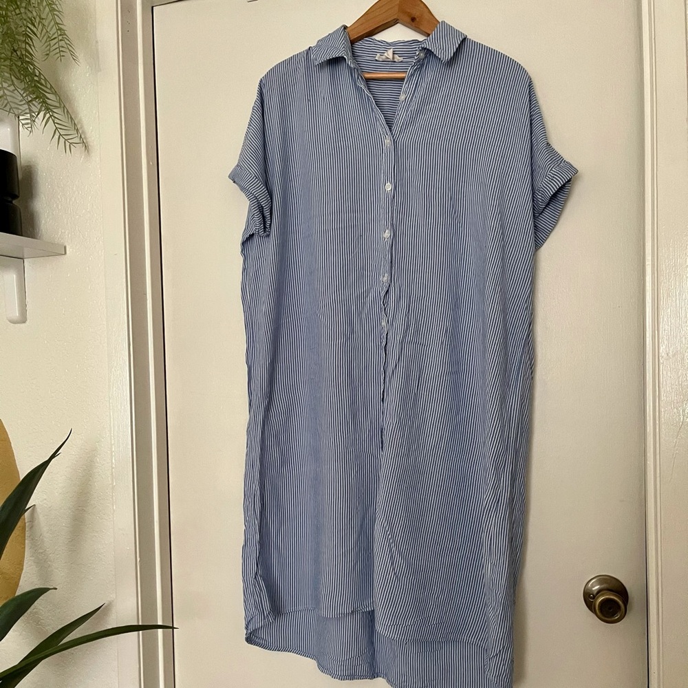 Midi striped shirt dress